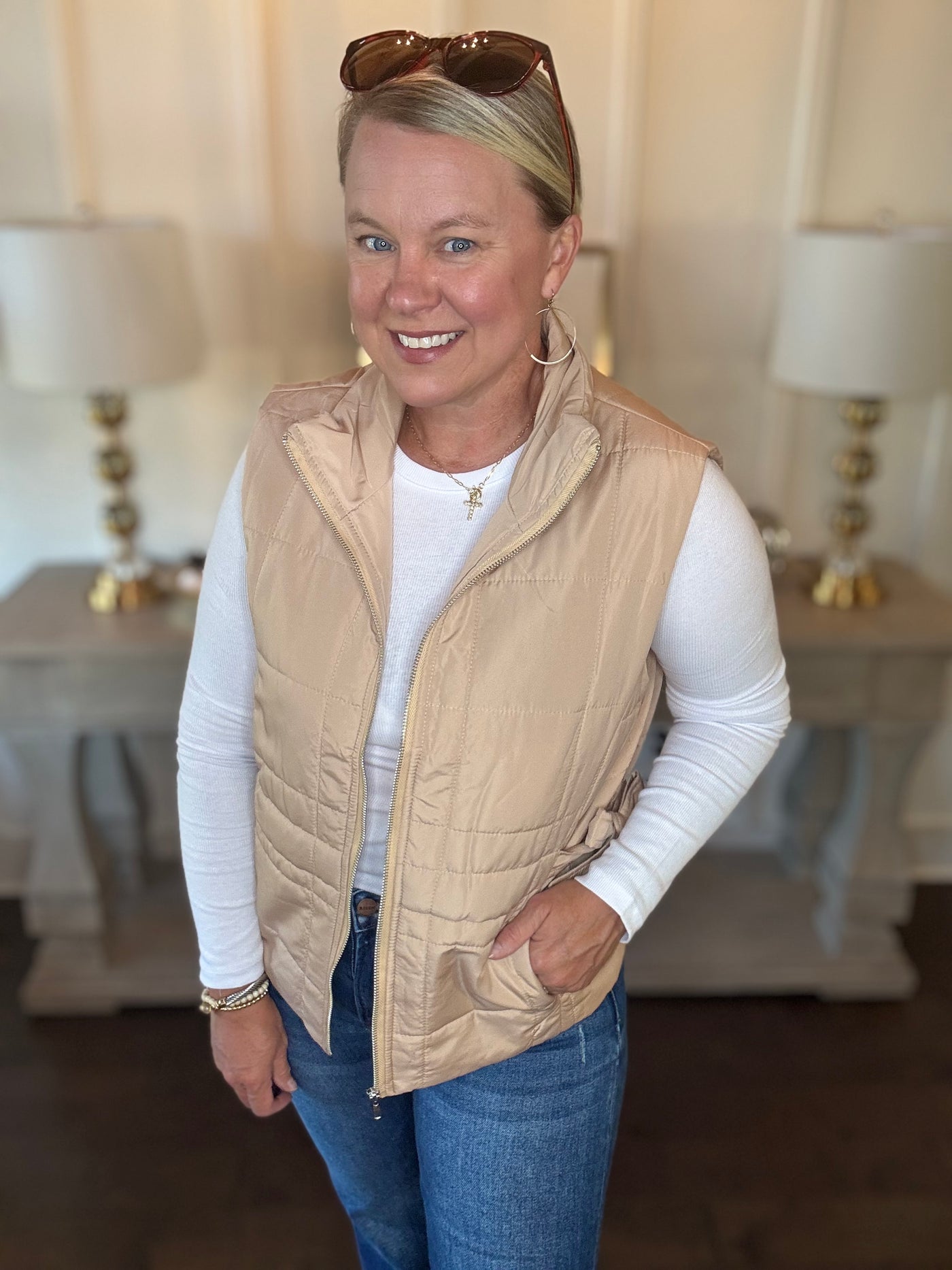 Quilted Vest - Tan