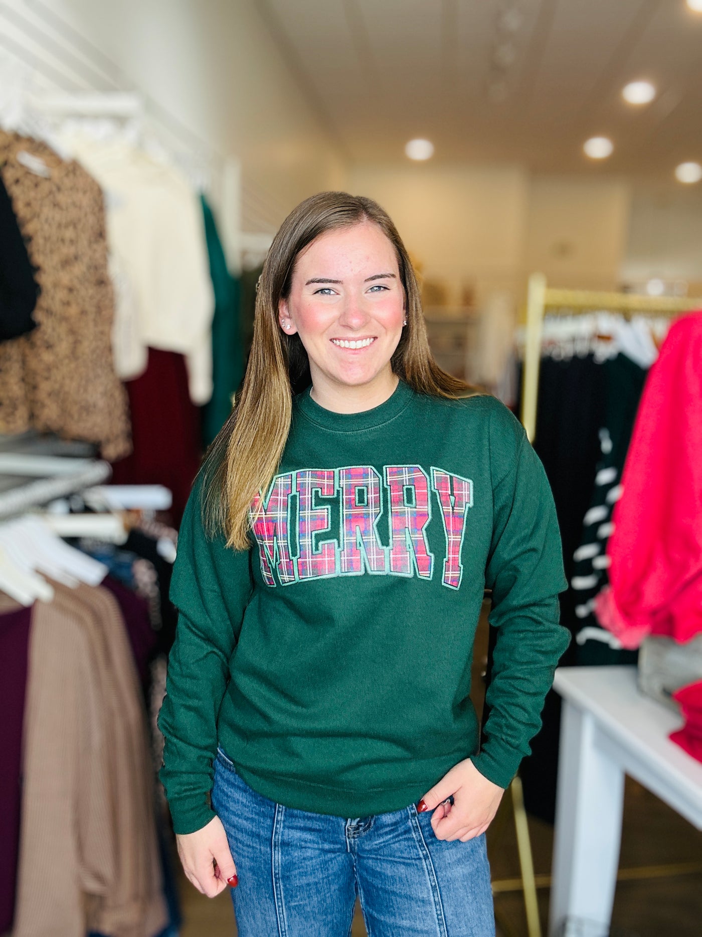 Merry Crewneck - Hunter Green