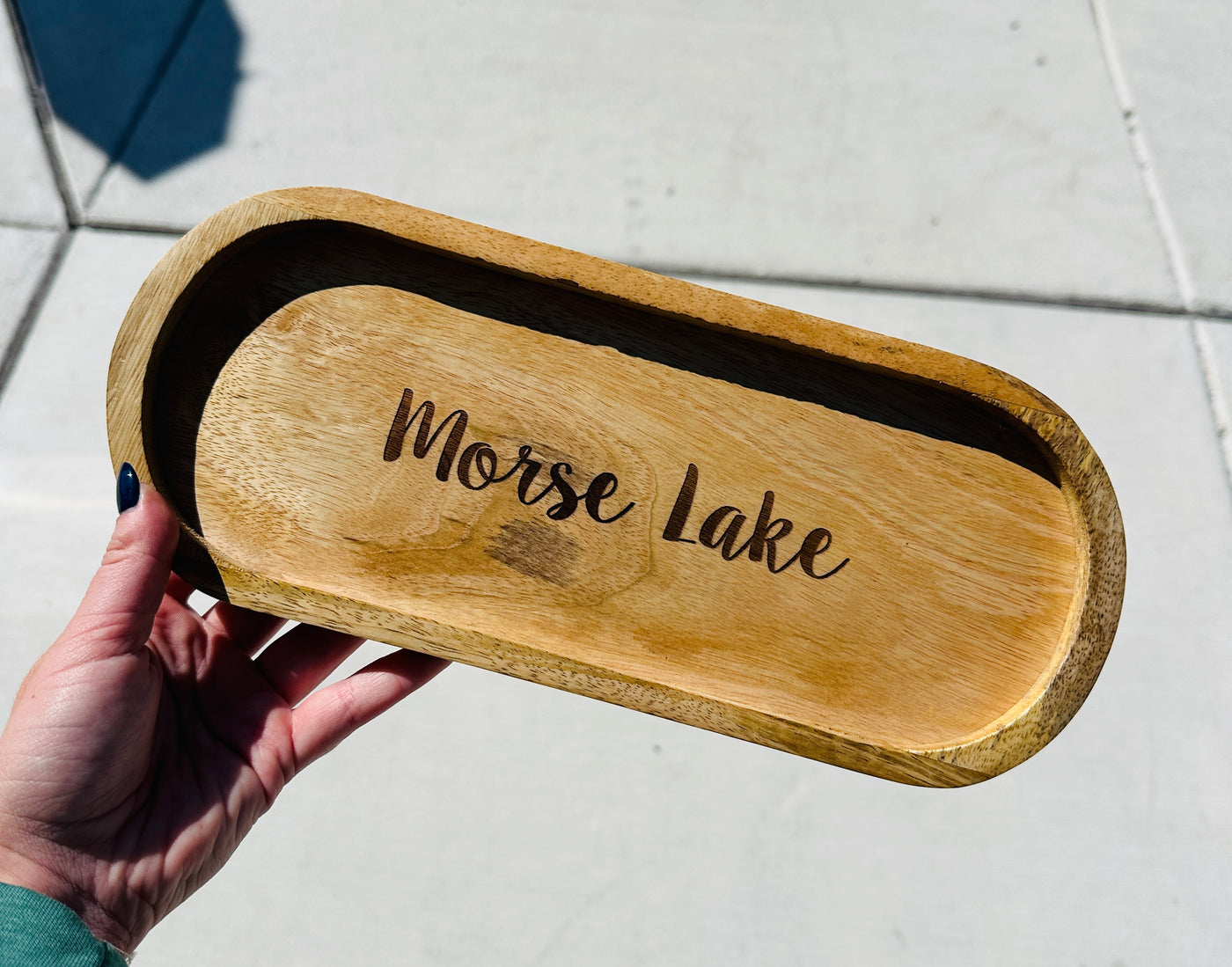 Morse Lake Oval Wood Tray