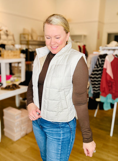 Puffer Vest - Ecru