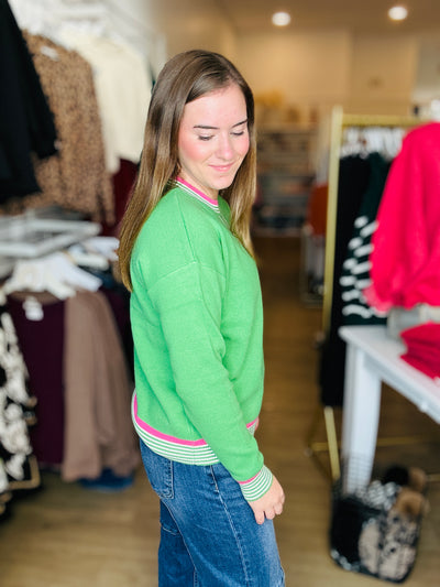 Pop Color Sweater - Pink & Green
