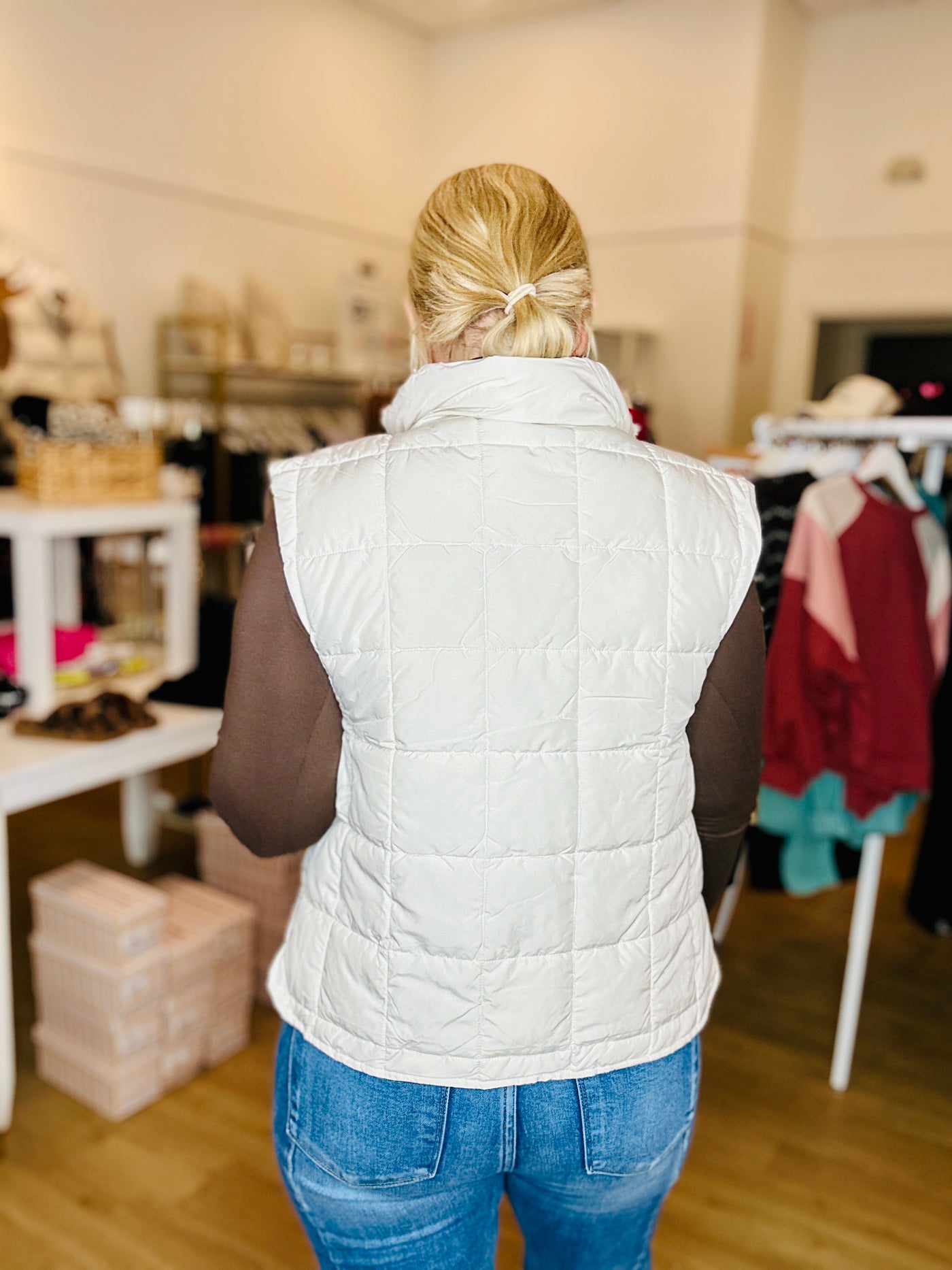 Puffer Vest - Ecru