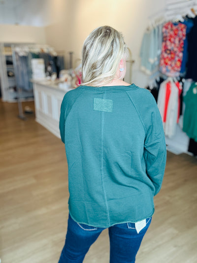 Exposed Seam Relaxed Long Sleeve - Hunter Green