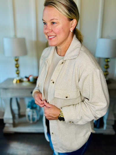 Cozy Waffle Oversized Shacket - Oatmeal