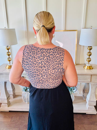 Leopard Black Midi Dress