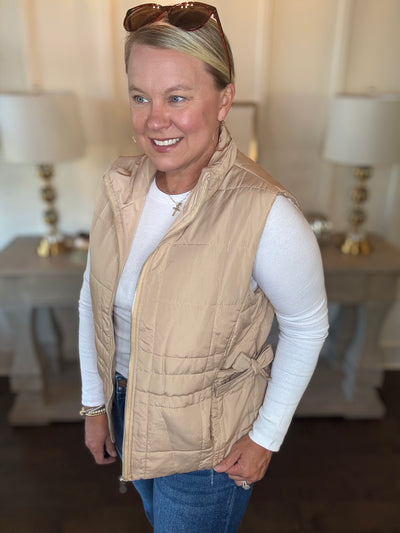 Quilted Vest - Tan