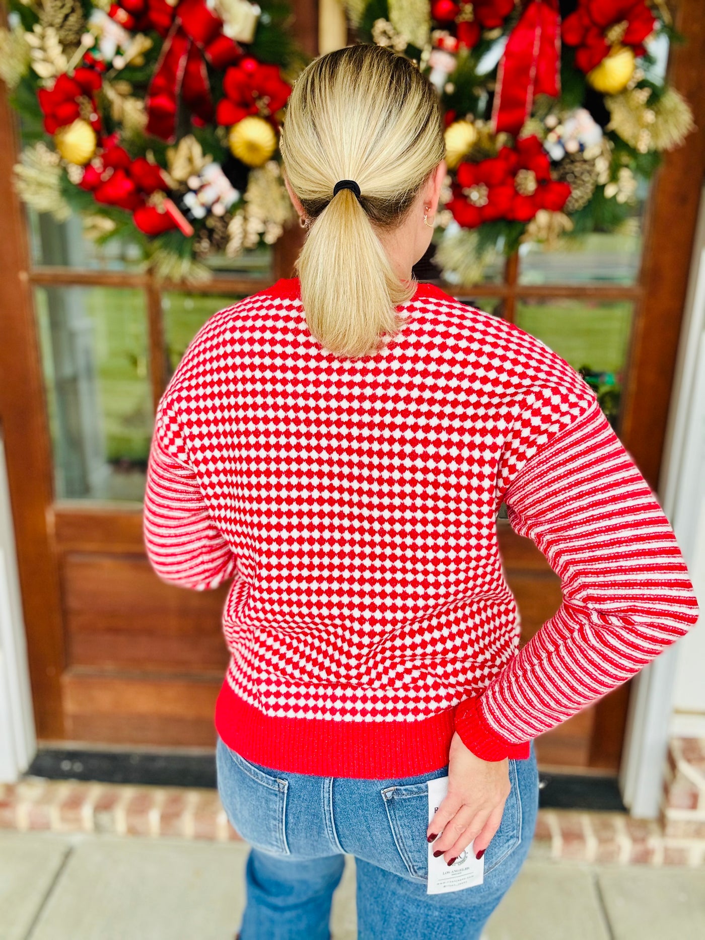 Checkerboard Sweater - Red