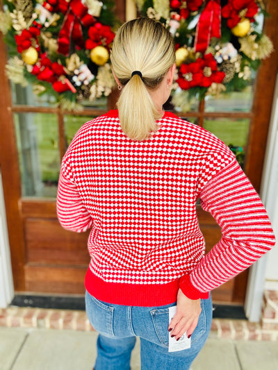 Checkerboard Sweater - Red