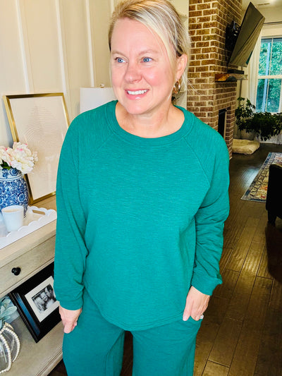 Soft Long Sleeve Top & Pants Set - Hunter Green
