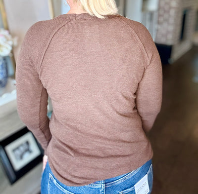 Baby Waffle Long Sleeve Top - Brown