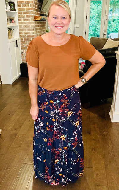 Floral Maxi Skirt - Teal