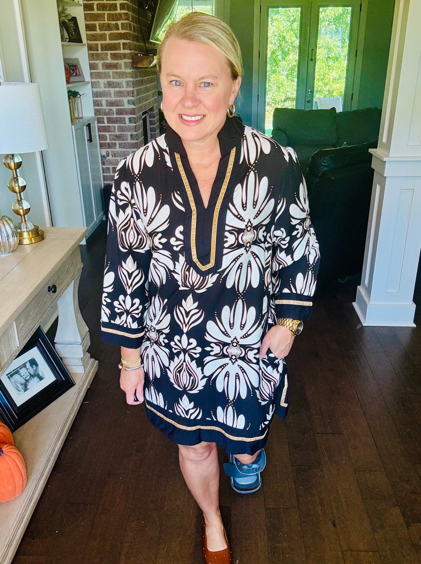 Baroque Floral Dress / Tunic - Black