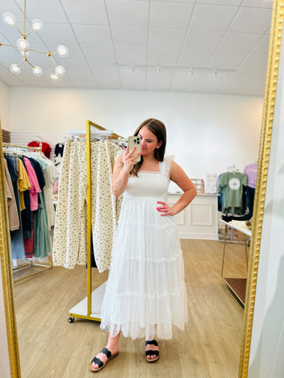 Polka Dot Chiffon Tiered Midi Dress