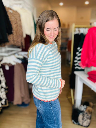 Striped Sweater - Light Blue