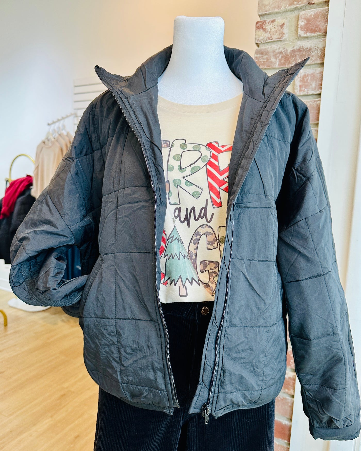 Quilted Puffer Jacket - Black