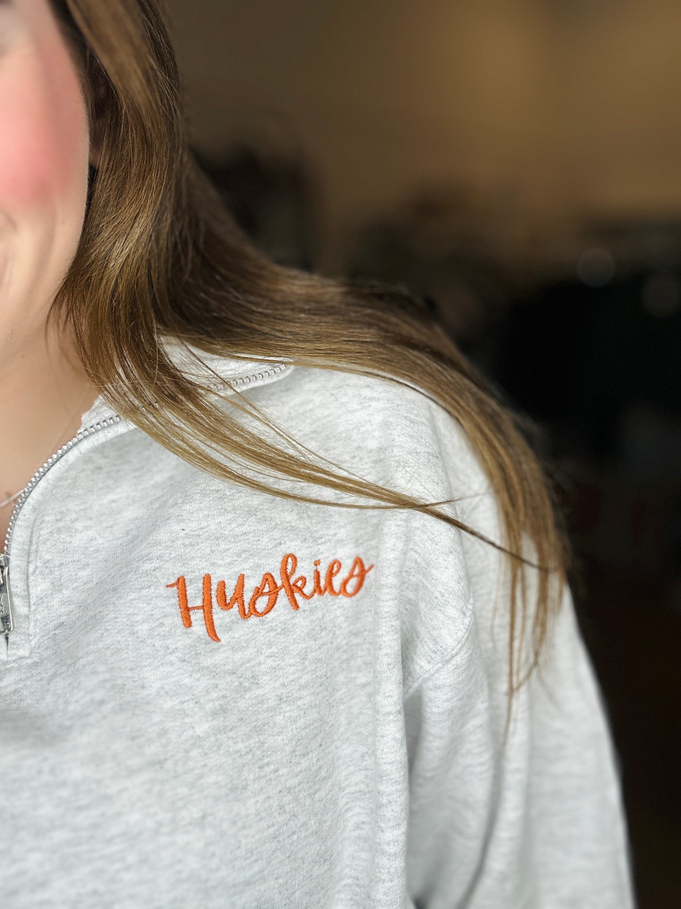 Huskies Quarter Zip - Heather Grey