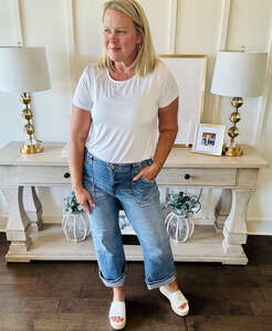 Erin Pleat Back Tee - White