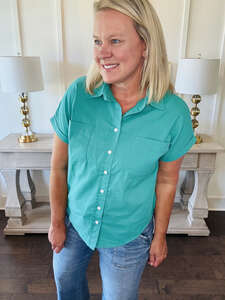 Delaney Short Sleeve Button Down - Green
