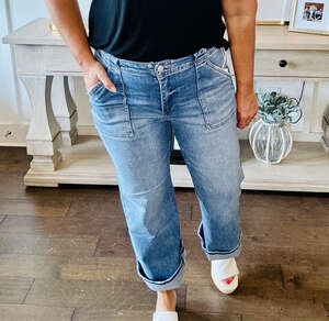 Risen - High Rise Ankle Patch Pocket Jean