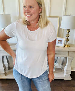 Erin Pleat Back Tee - White