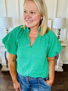 Jacquard Short Sleeve Top - Green