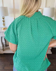Jacquard Short Sleeve Top - Green