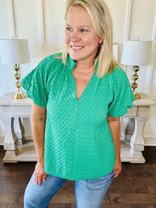 Jacquard Short Sleeve Top - Green