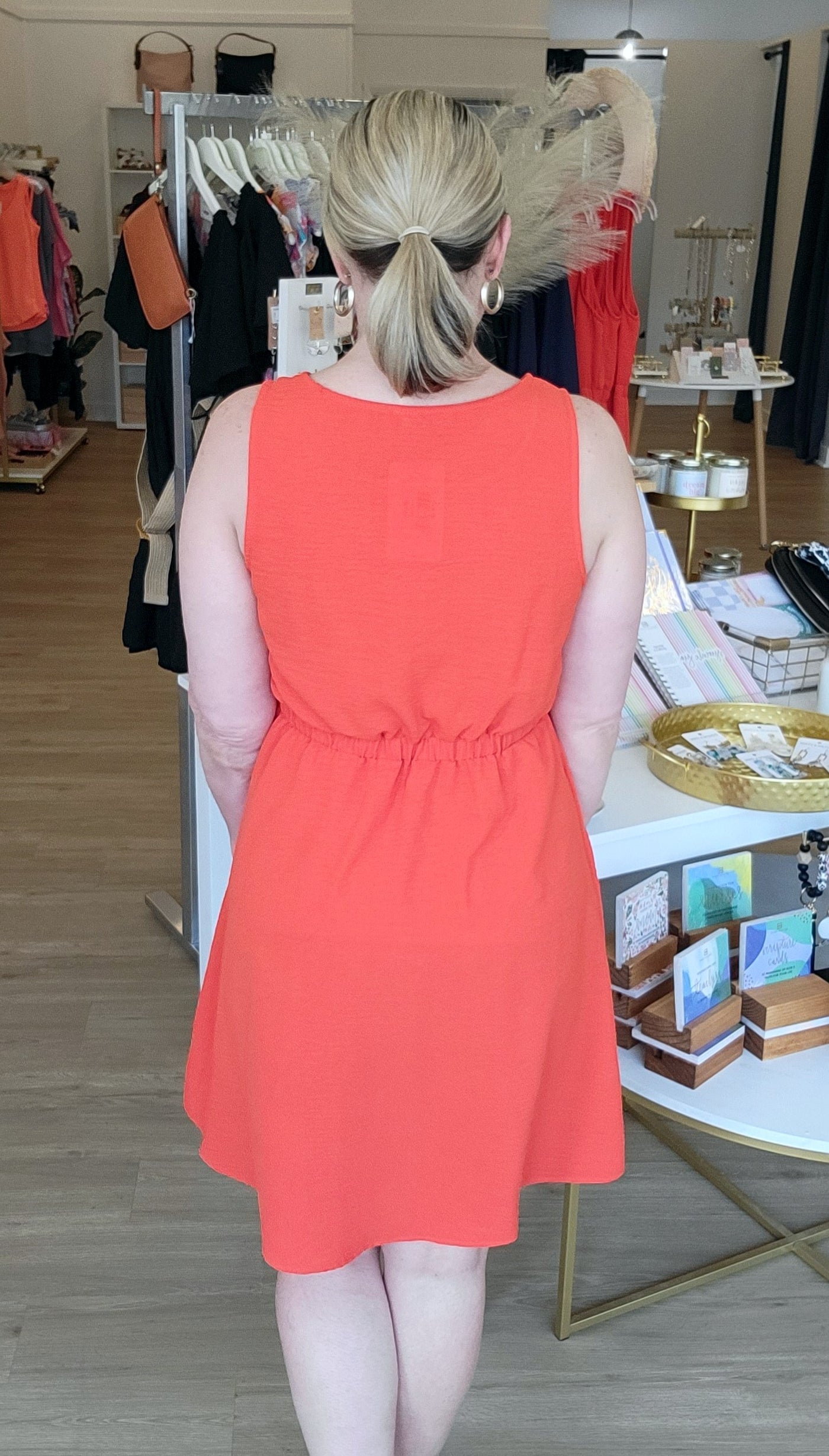 Coral Sleeveless Dress
