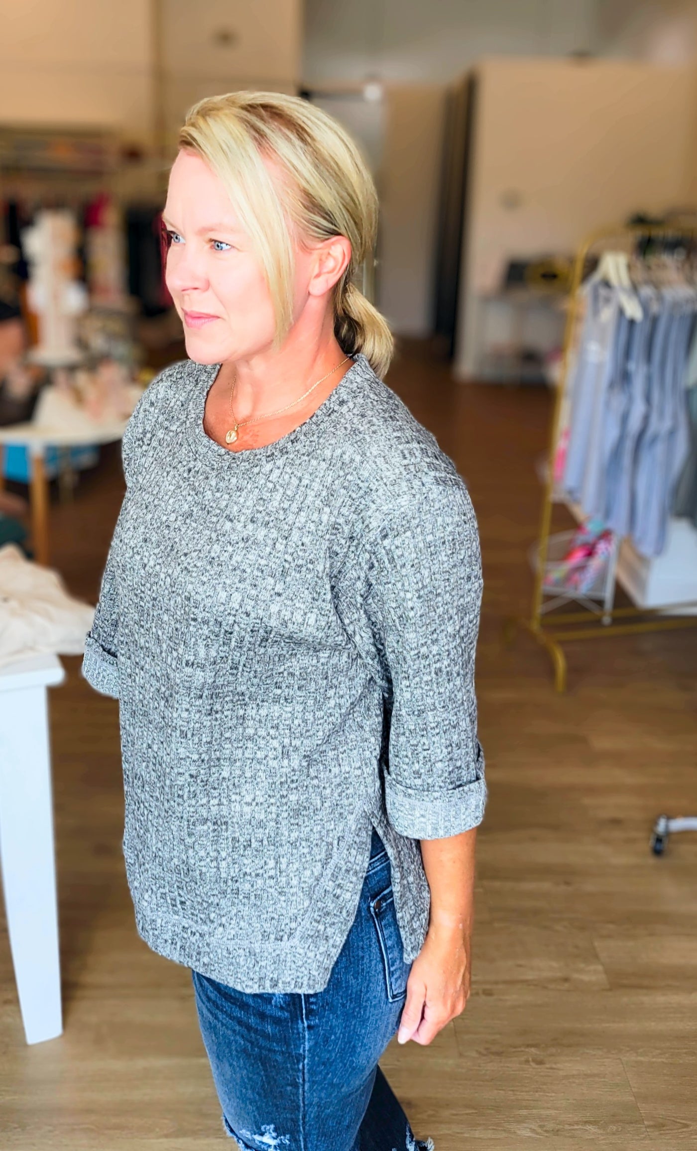 Grey 3/4 Sleeve Top