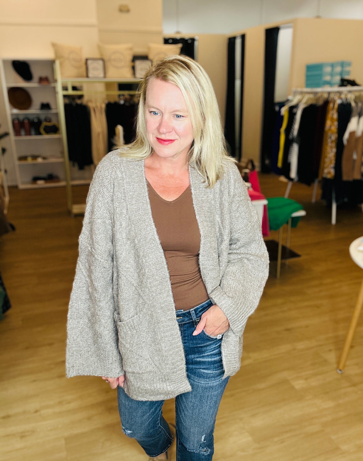 Quilted Cardigan - Mocha