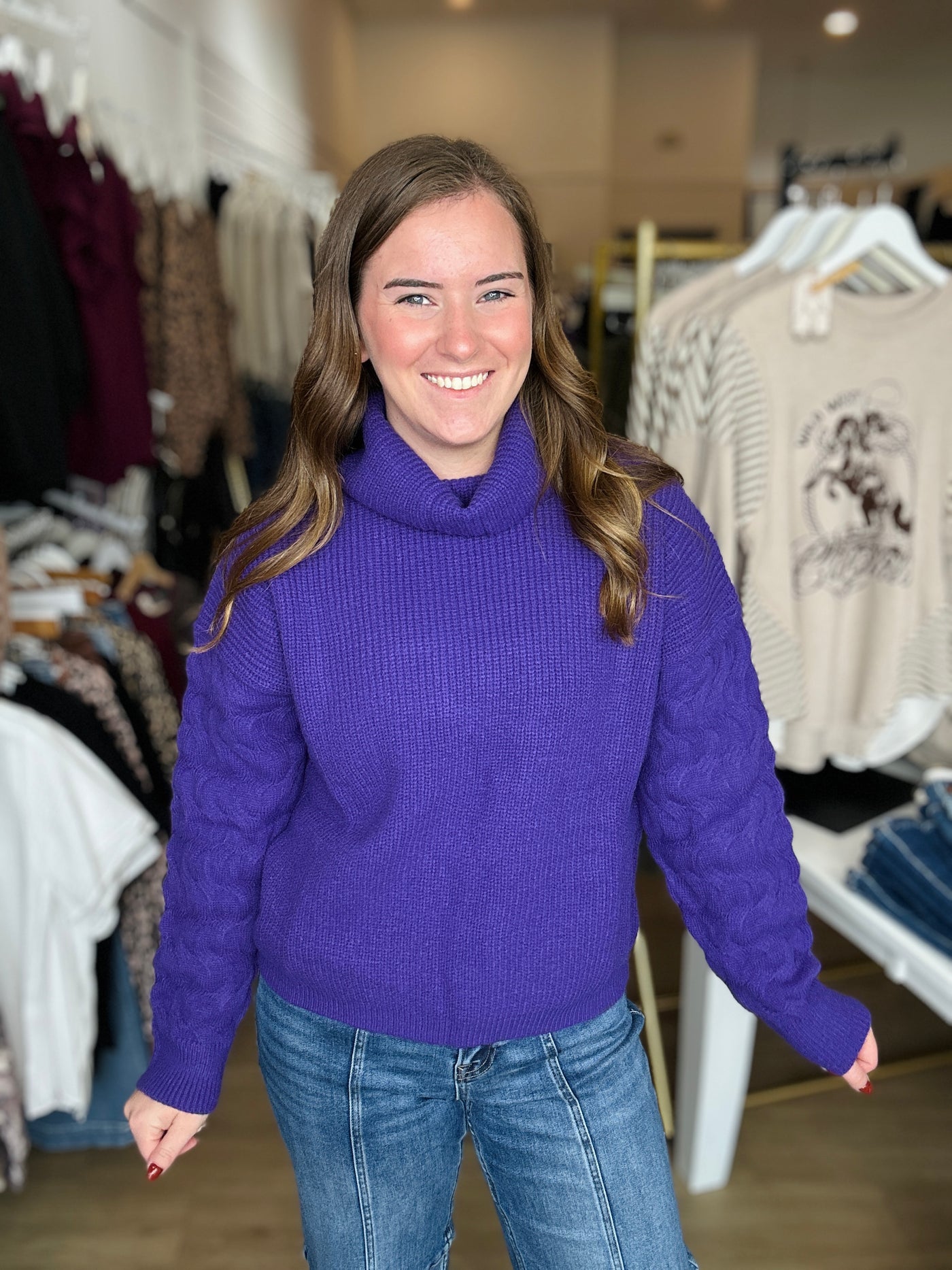 Turtle Neck Sweater - Purple