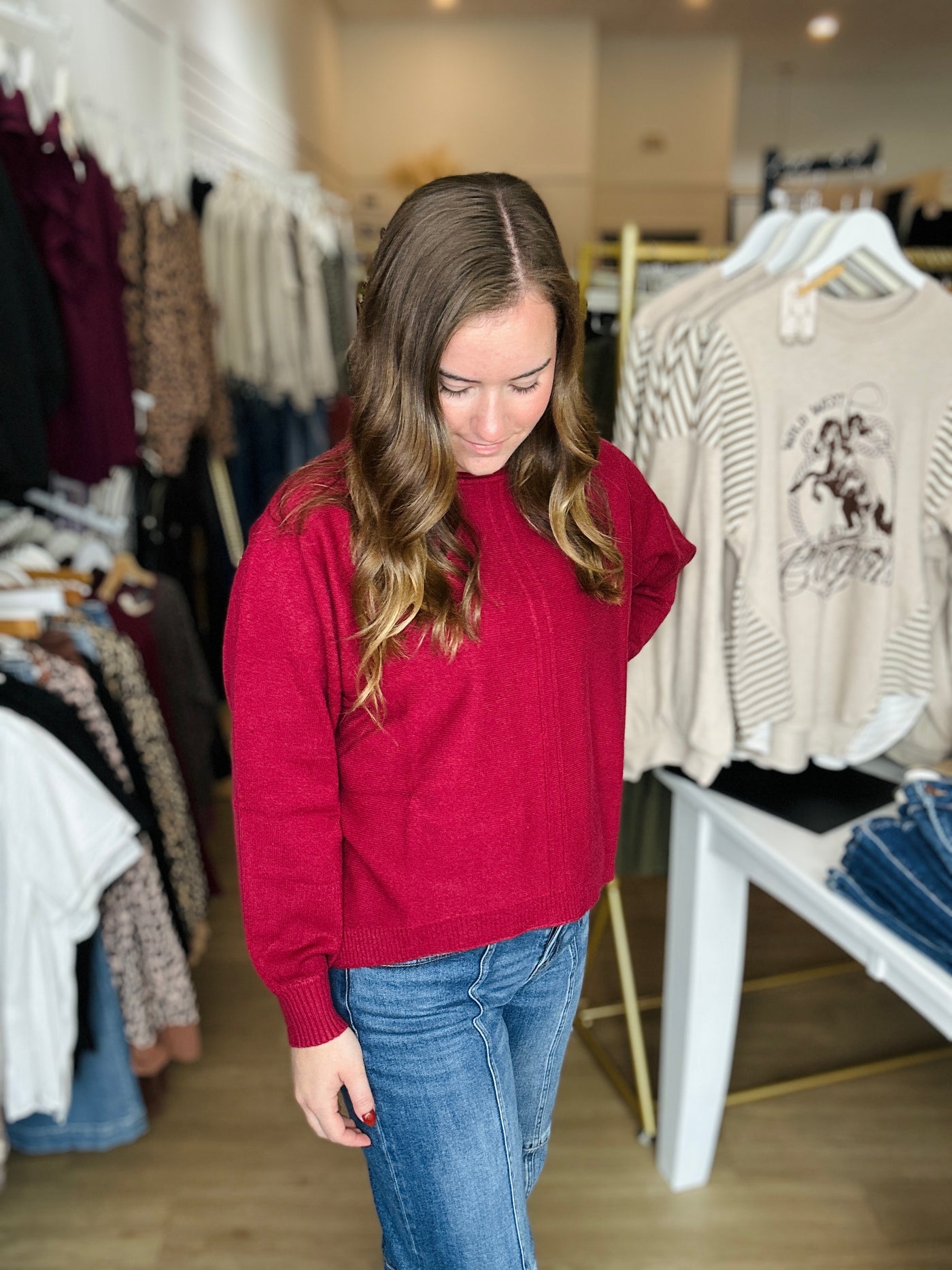 Front Seam Sweater - Cabernet