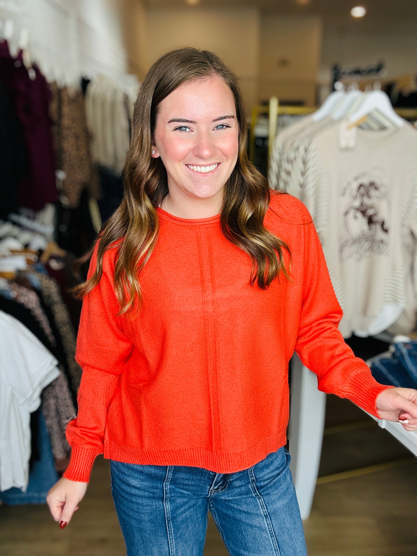 Front Seam Sweater - Orange