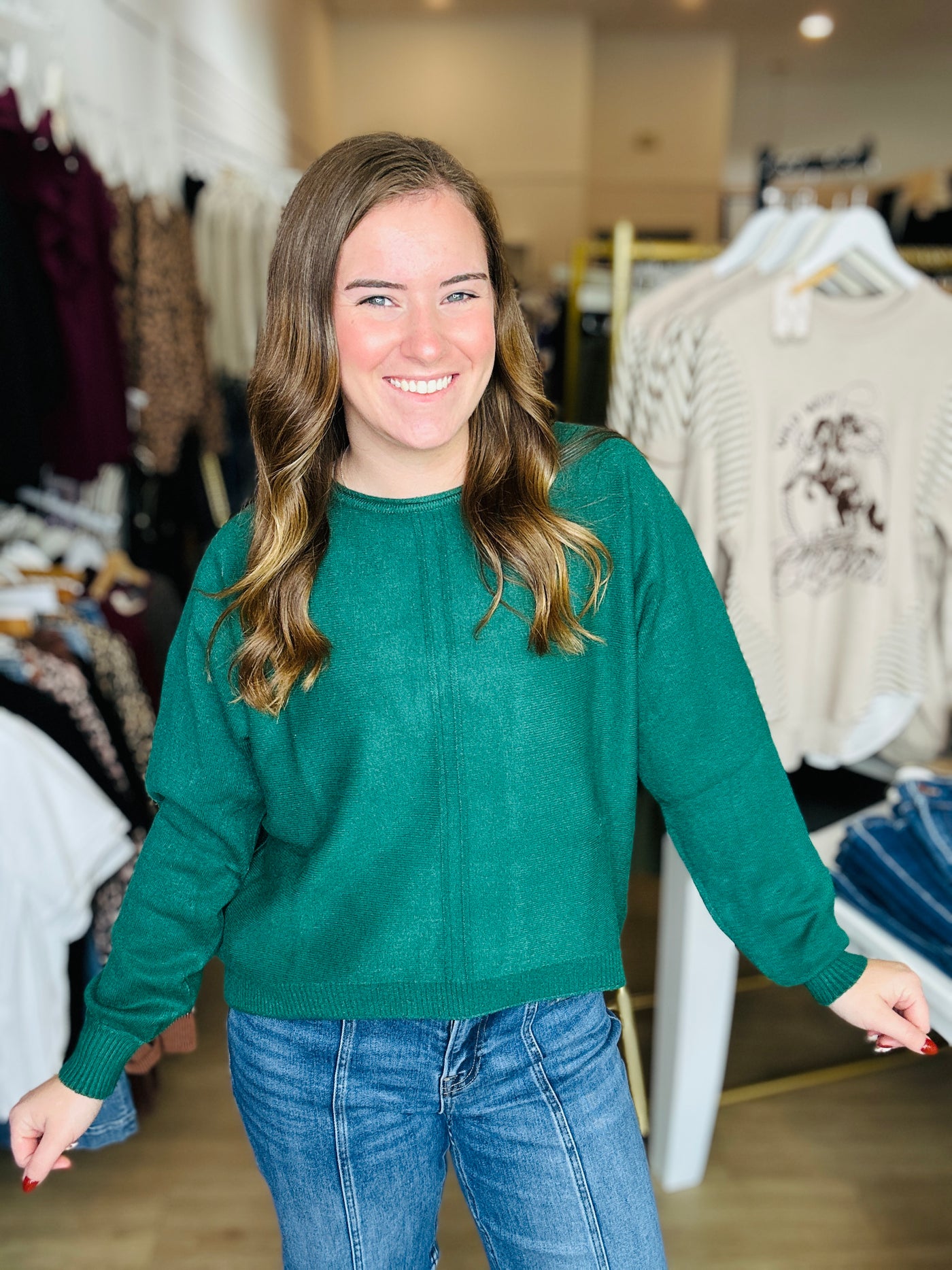 Front Seam Sweater - Hunter Green