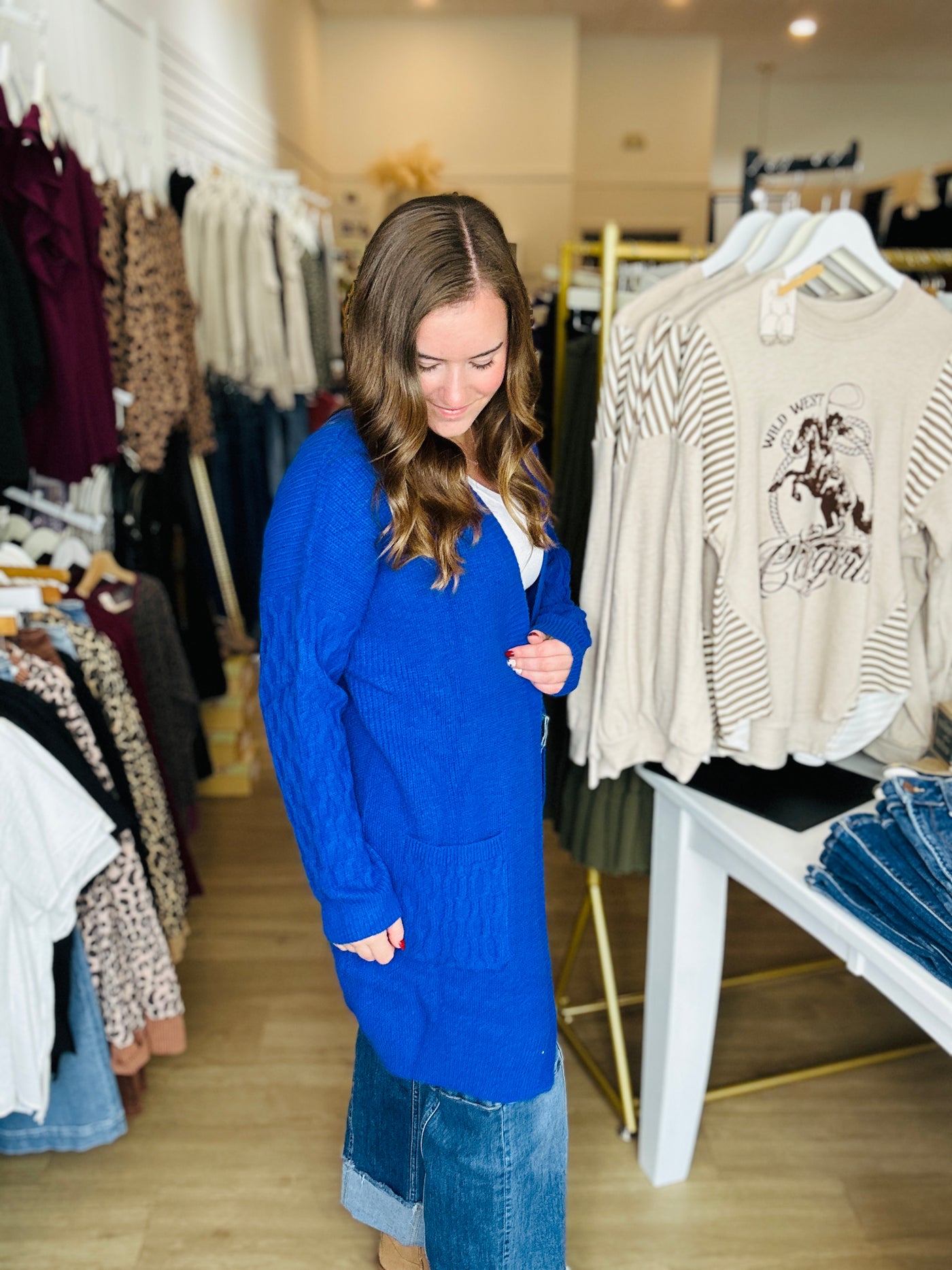 Link Knit Cardigan - Royal Blue