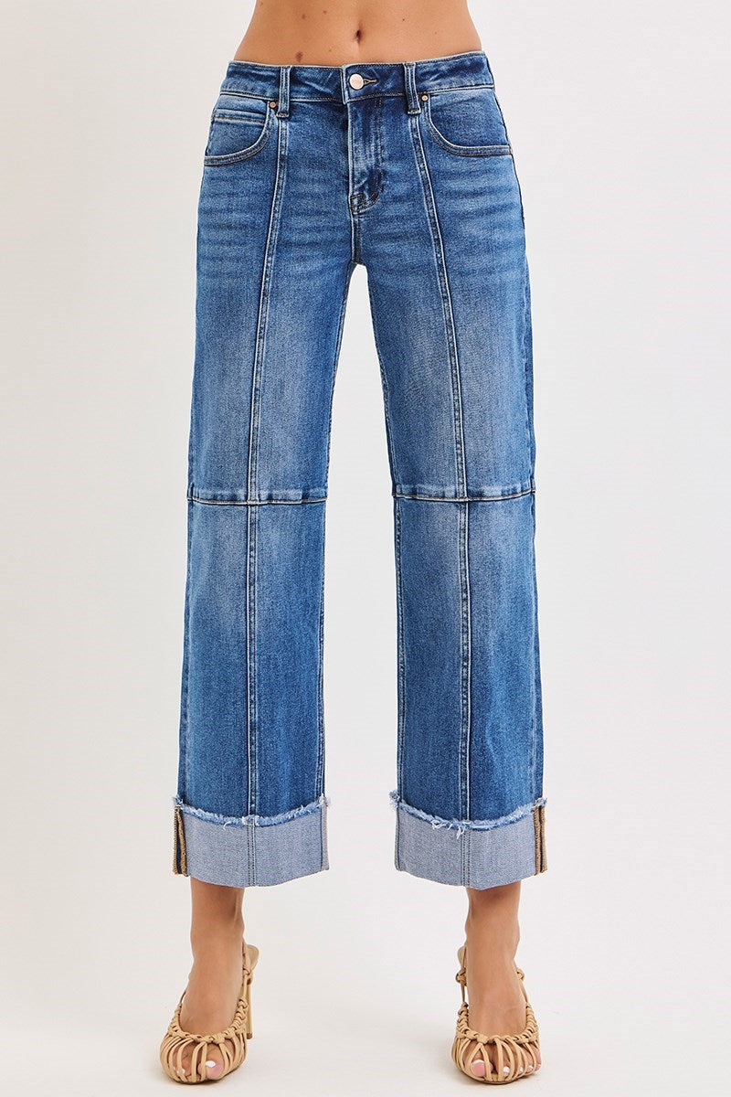 Risen - Seam Crop Wide Leg Denim