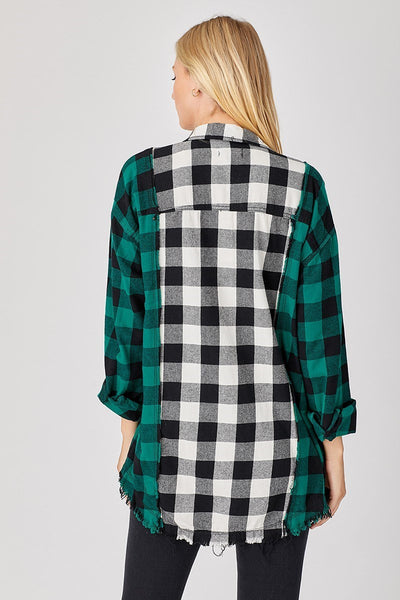 Risen - Green & Buffalo Plaid Oversized Shirt