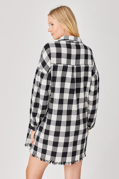 Risen - Plaid Distressed Shirt Dress