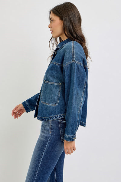 Risen - Relaxed Fit Curved Hem Denim Jacket