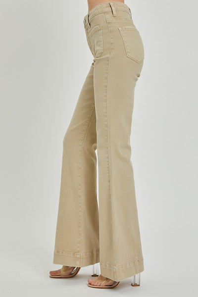 Risen - High Rise Patch Pocket Bell Bottom Jeans