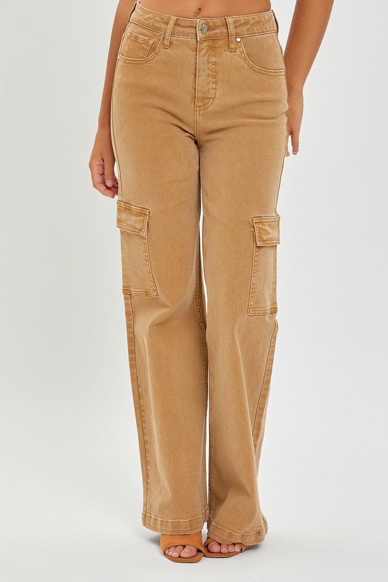 Risen - Mocha Cargo High Rise Jeans