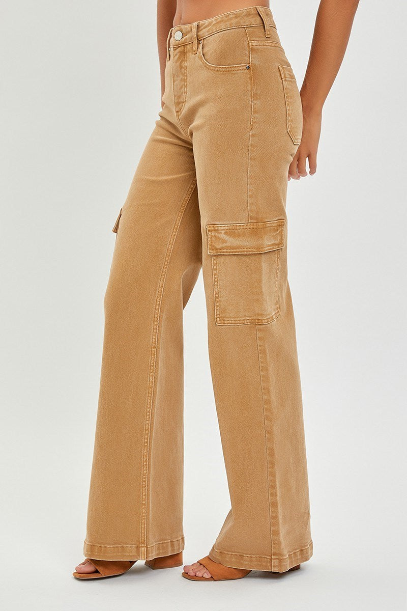 Risen - Mocha Cargo High Rise Jeans