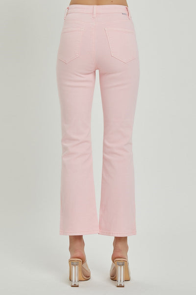 Risen - Pink High Rise Crop Straight Jeans