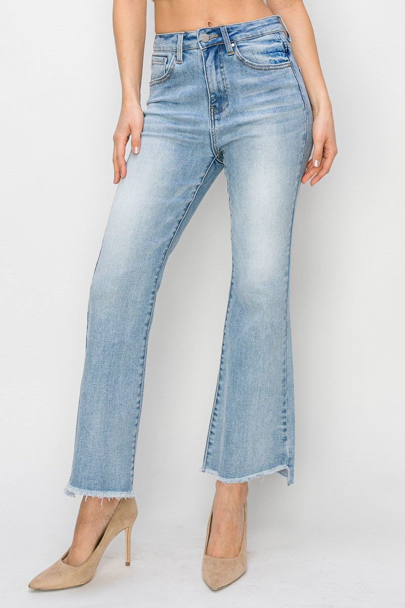 Risen - High Rise Crop Flare Sidestep Jeans