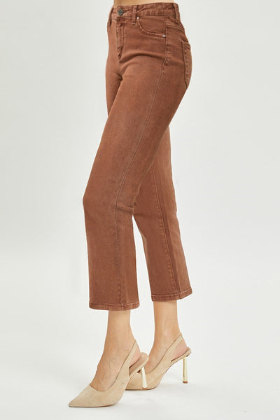 Risen - Mid Rise Straight Crop Jeans Espresso