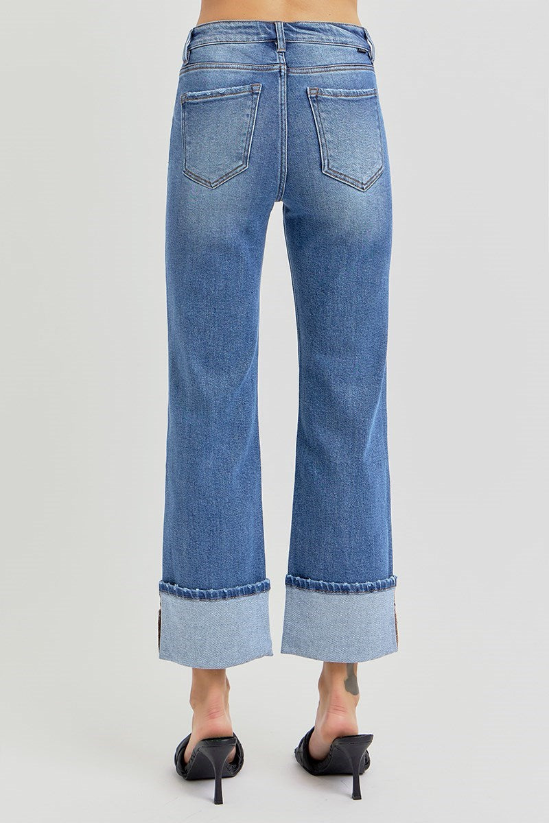 Risen - High Rise Straight Seam Jeans - Medium Wash