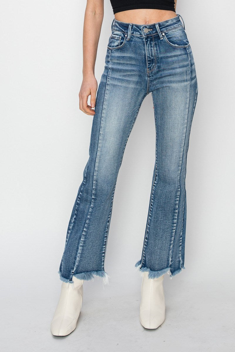 Risen - High Rise Ankle Flare Jeans Dark