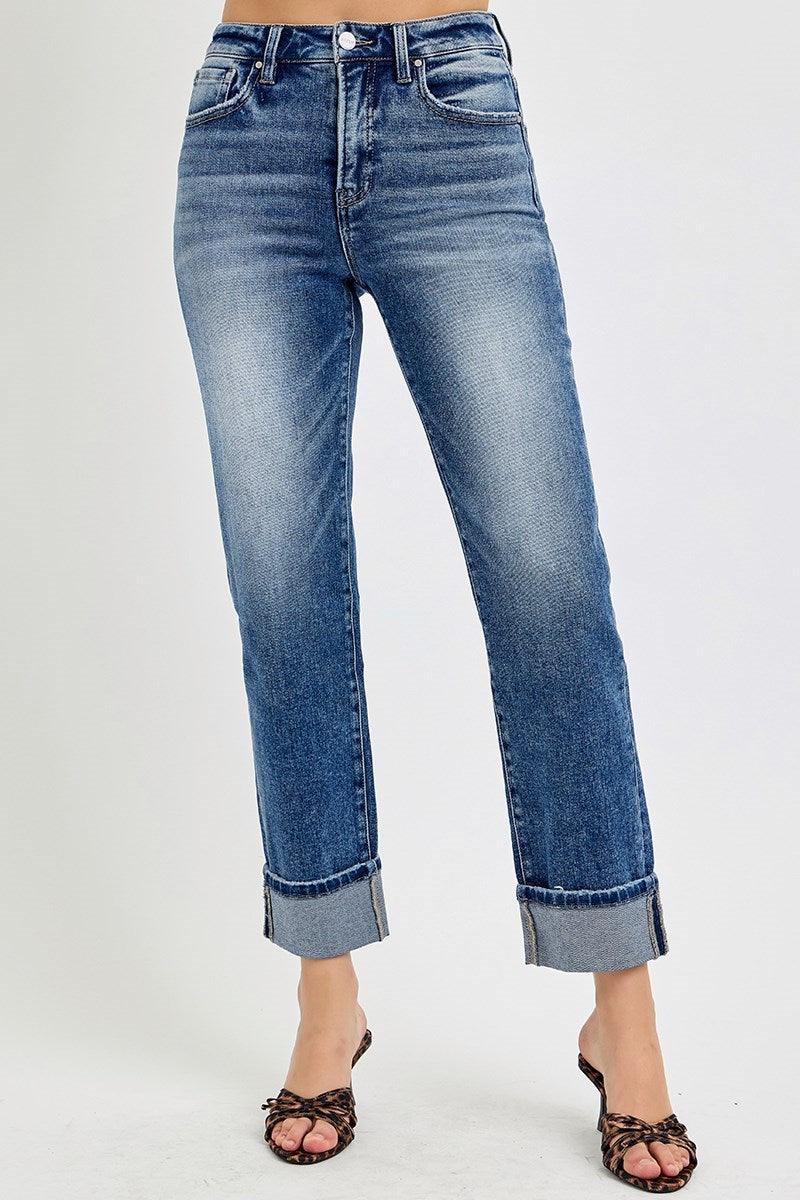 Risen - Tummy Control Straight Cuffed Jeans