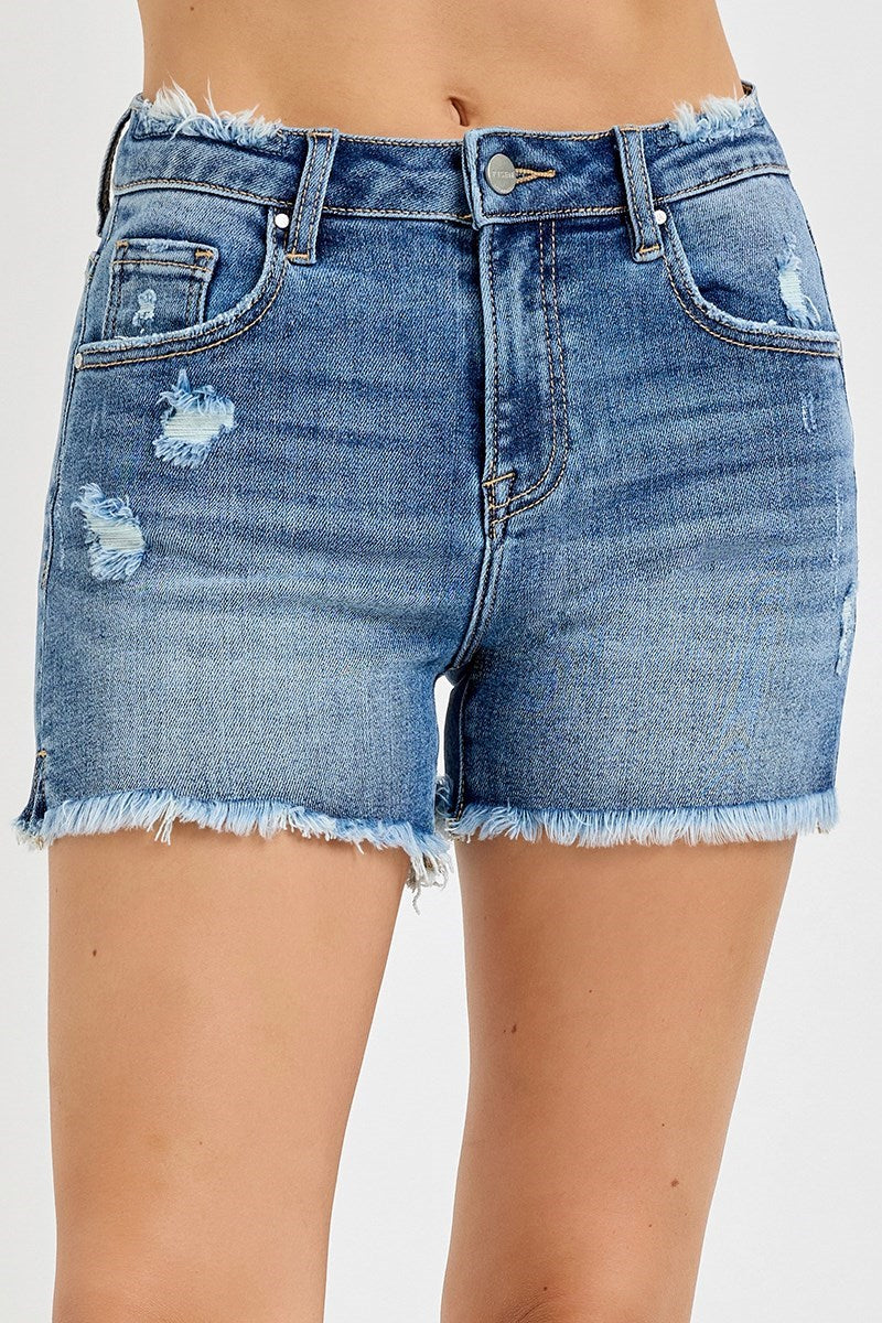 Risen - Mid Rise Distressed Denim Shorts