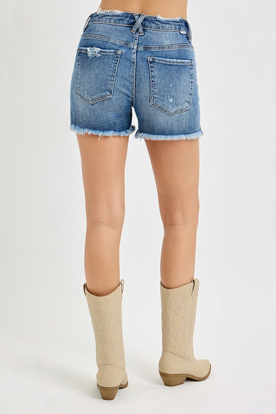 Risen - Mid Rise Distressed Denim Shorts